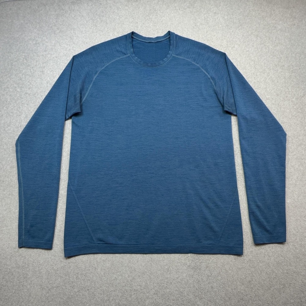 Lululemon Metal Vent Tech Tee Shirt Mens Large Blue Long Sleeve Athletic Running
